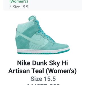 Nike Dunk Sky HI Artisan Teal Suede Womens Fashion Wedge Sneakers/Shoes